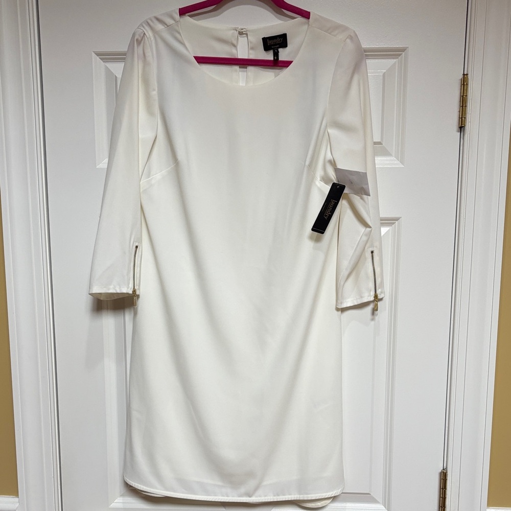 New Laundry Cream Scoop-Neck 3/4 Sleeve Shift Dress